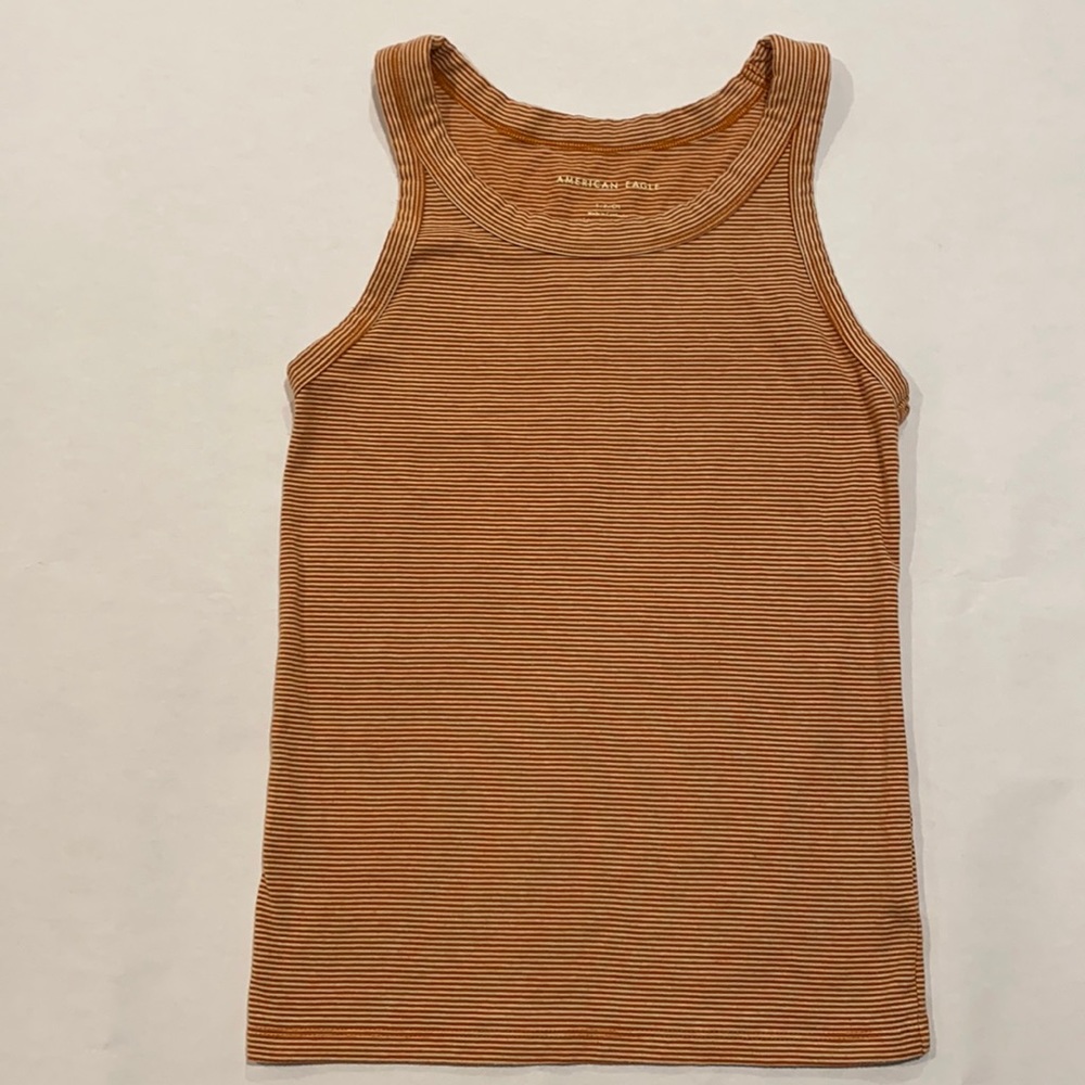 Women’s American Eagle Striped Tank Top, Orange, Size S